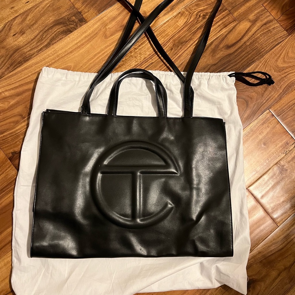 Large Black Telfar Shopper (light strap tear)